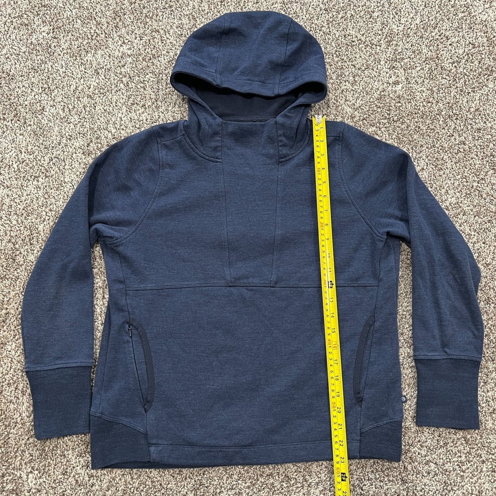 Mountain Hardwear Hoodie Women's Medium Blue Cotton Blend Pullover Zip Pocket